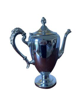 Chromium Teapot With Hinged Lid Made By Cromwell Silver Co Etched Ornate detaili
